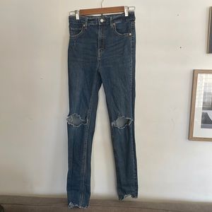 Dark wash ripped jeans